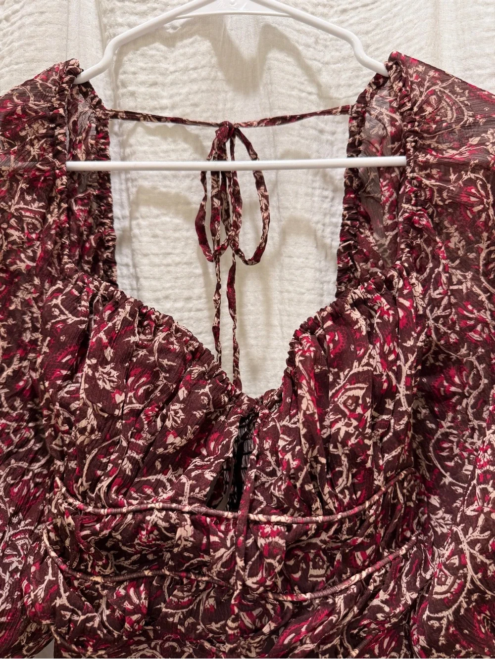 NWT Free People Aglow Midi Dress Chocolate Burgundy Boho Floral Size XS